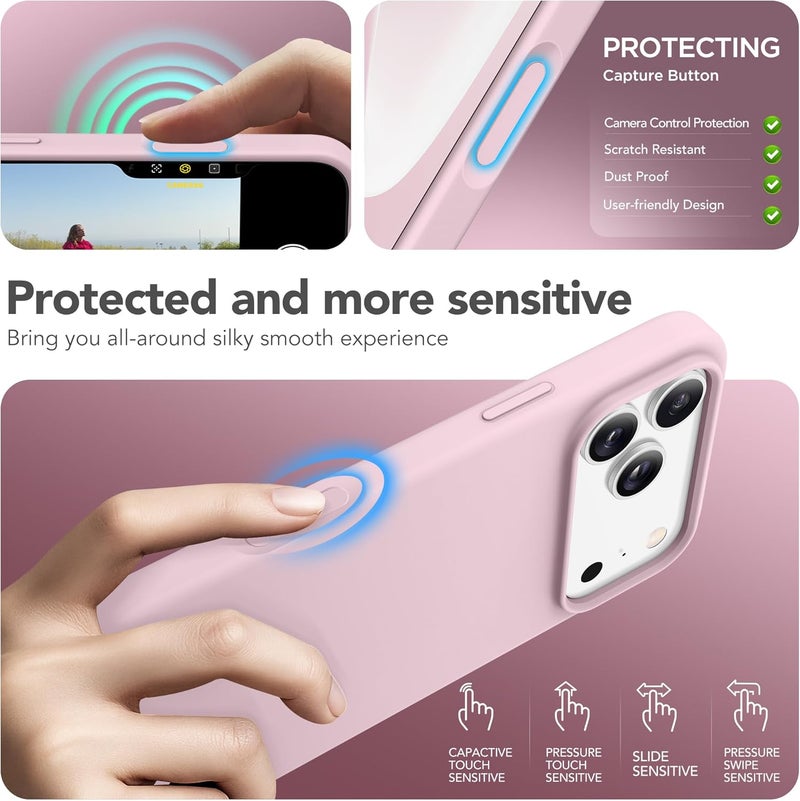 GONEZ حافظة مغناطيسية لجهاز آيفون 17 برو ماكس، متوافقة مع ماج سيف، [حامي شاشة + حامي عدسة الكاميرا]، حافظة هاتف واقية من السليكون السائل ضد الخدوش والصدمات 6.9 بوصة، وردي باهت - Image 5